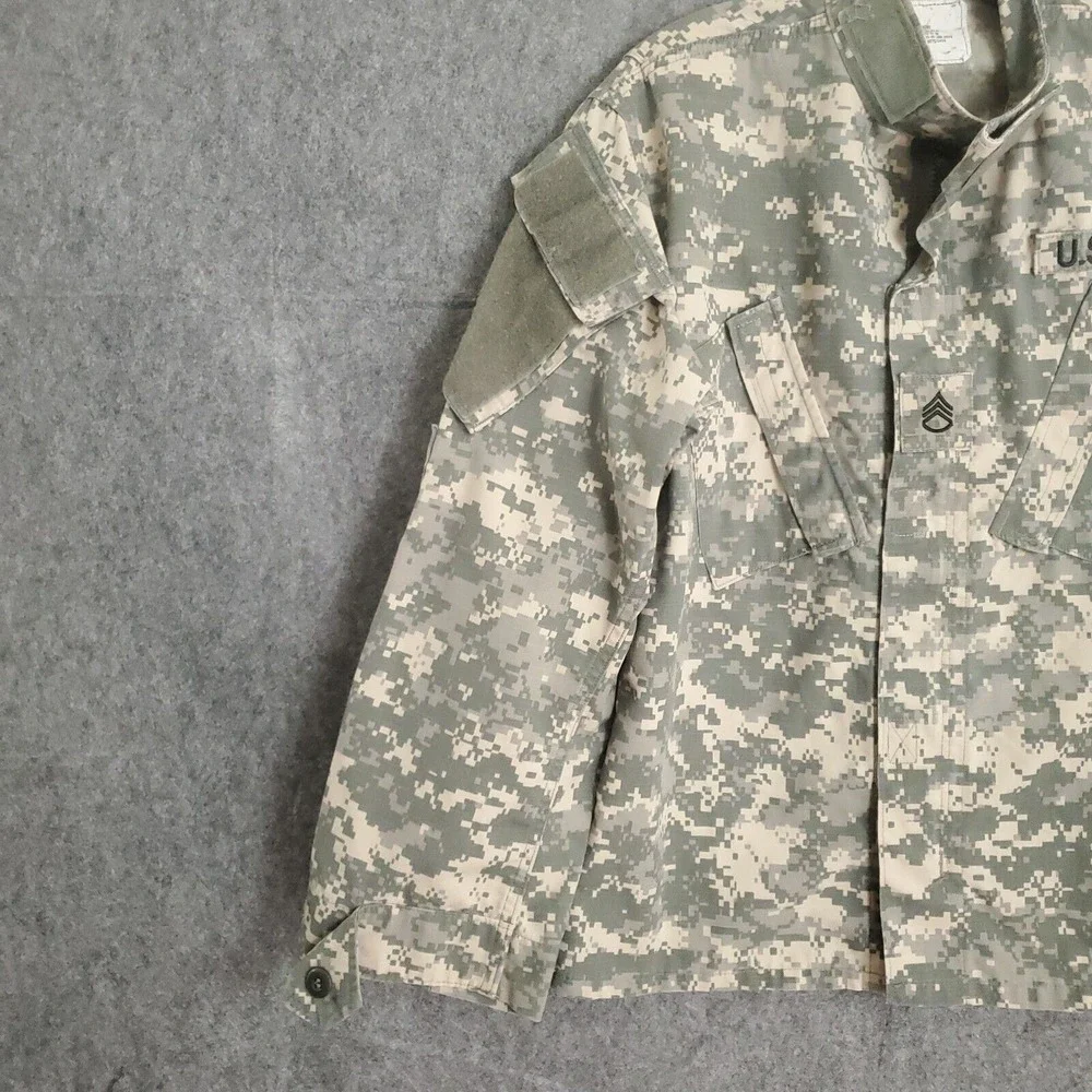 US Army Jacket Mens S Long Digital Camo Coat Combat Jacket Full Zip Size Small